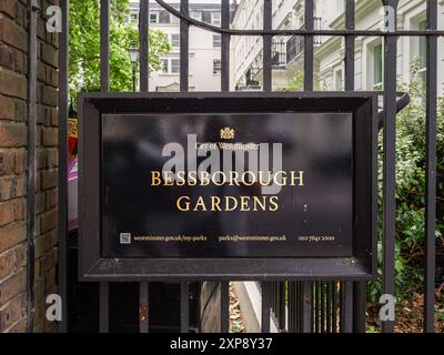 London, United Kingdom - June 25, 2024: Bessborough Gardens - City of Westminster. Entrance sign. Stock Photo