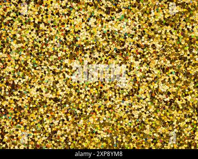 Gold glitter texture sparkling shiny wrapping background. Stock Photo