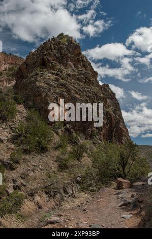 Along the 'Falls Lower Frijoles' trail at the Bandelier National Monument, very near the upper falls. Stock Photo