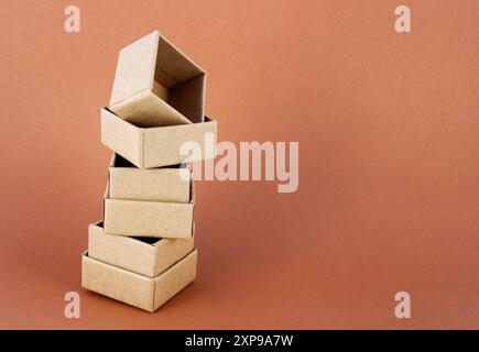 Handmade gift box with pink card Stock Photo