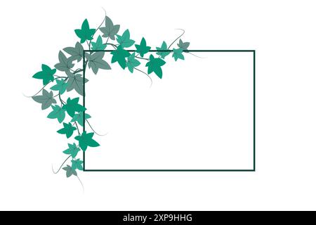 Leafy frame illustration. Green leaves design. Simple vector border. Nature inspired art. Stock Vector
