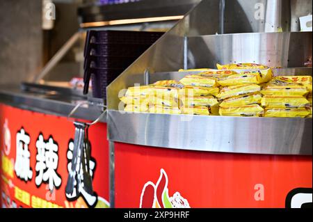 Taiwan - Aug 03, 2024: Capture of Prince Noodles placed in a mala tang shop originating from Sichuan, China. The ingredients for mala tang are diverse Stock Photo