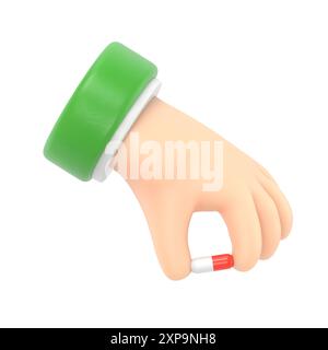 Pills in hand. Doctor hold of capsule fingers. Take painkillers. Medical treatment concept. Healthcare. Medical drugs. Pharmacist give tablets. Illust Stock Photo