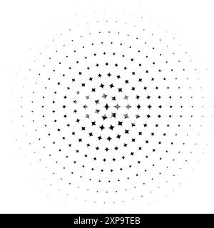 radial halftone of black star design for pattern and background. Vector illustration Stock Vector