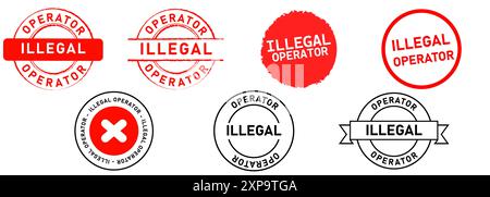 illegal operator stamp collection illegal business restricted avoid prohibited danger scam scammer scamming banned forbidden crime criminal outlaw Stock Vector