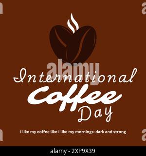 International coffee day, Isolated on Coffee Texture Brown Color Background, coffee Beans with flame, Hot Coffee concept suitable for logos Stock Vector