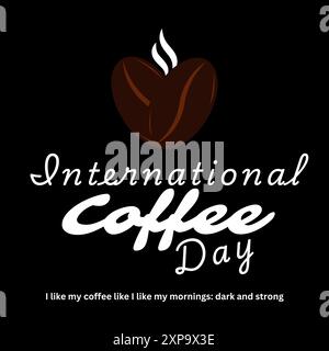 International coffee day, Isolated on Coffee Texture Brown Color Background, coffee Beans with flame, Hot Coffee concept suitable for logos Stock Vector