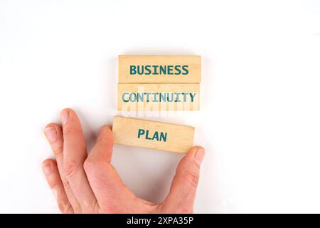 BCP Business continuity plan WRITTEN inscription is made by hand from wooden blocks Stock Photo