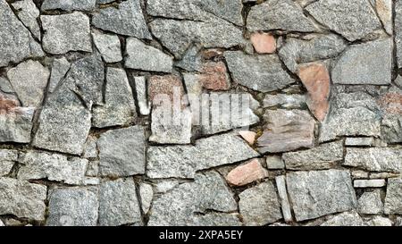A seamless pattern featuring a rustic stone wall with weathered textures, showcasing natural stones and varying colors. Stock Photo
