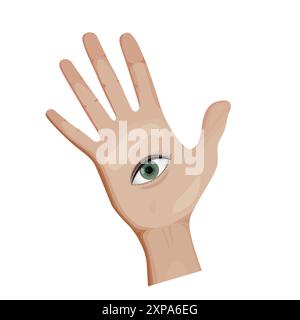 Mystic Palm Eye. Chiromancy and Esoteric Divination Stock Vector