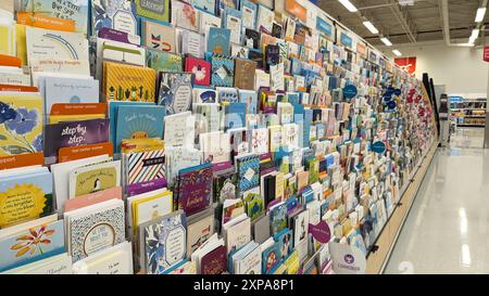 Greeting cards and Birthday cards on display in a superstore. Stock Photo