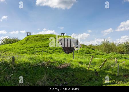 The remains of the radar transmitter block from RAF Northam radar station based at the now Northam Burrows Country Park during World War II to detect German aircraft, North Devon, England. Stock Photo