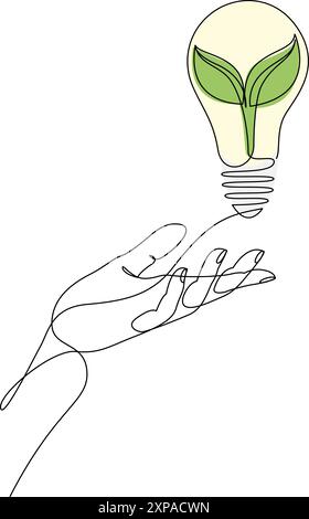 hand holding green light bulb wind power vector illustration Stock ...