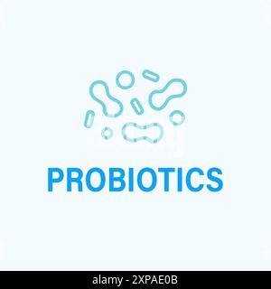 Probiotics bacteria logo badge design outline icon Stock Vector