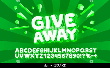 Giveaway font. English alphabet and numbers sign. Vector Stock Vector