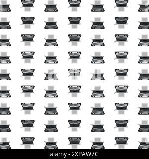 Seamless pattern with retro typewriter. Design elements vector. Press design, decorative wallpaper, printing. Stock Vector