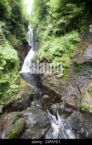 ess-na-larach waterfall in glenariff forest park, county antrim, northern ireland, uk Stock Photo