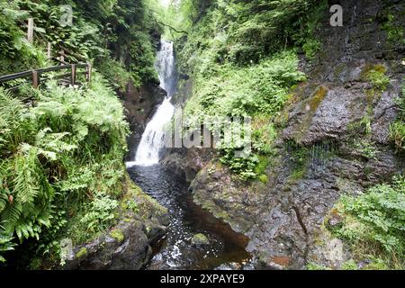 ess-na-larach waterfall in glenariff forest park, county antrim, northern ireland, uk Stock Photo