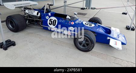 James Hunt's Blue and White, 1971, March 712 Historic Formula 2 Race Car,  James Hunt, on display during the 2016 Silver Classic Stock Photo