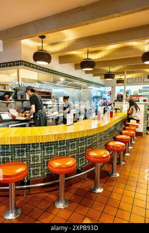 Soda fountain converted into Mexican diner at Duran Central Pharmacy's Mexican restaurant, Albuquerque, New Mexico, USA Stock Photo