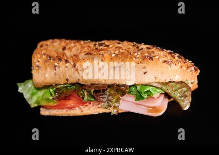 vegetable snack, lettuce, tomatto and ham york Stock Photo