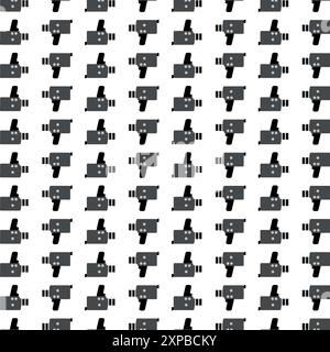 Seamless pattern with old fashioned video camera. Video camera seamless pattern videographer vector, gift, press, wrapping paper tile background. Stock Vector
