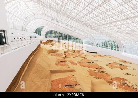 09 June 2024, Boljetin, Serbia: Woman in the exhibition hall of ...