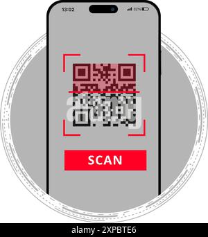 QR Code. Scanning QR code, barcode with smartphone. Contactless payment. Can be used for landing page Stock Vector