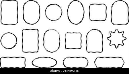 Rope Frames and Decorative Borders Icon Collection Stock Vector