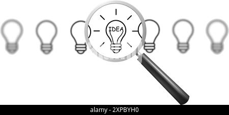 Choose a good idea, find solutions, and seek inspiration. Concept of success and thinking, represented  Stock Vector