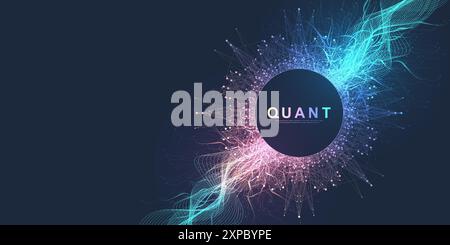 Quantum computer technology concept. Deep learning artificial intelligence. Big data algorithms visualization for business, science, technology. Waves Stock Vector