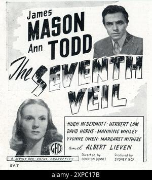 JAMES MASON and ANN TODD in THE SEVENTH VEIL 1945 director COMPTON BENNETT original story / screenplay Muriel and Sydney Box music Benjamin Frankel produced at Riverside Studios London Ortus Films / Sydney Box Productions / Eagle-Lion Distribution Stock Photo