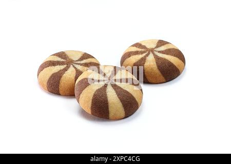 Biscuits filled with coconut cream on a white background Stock Photo