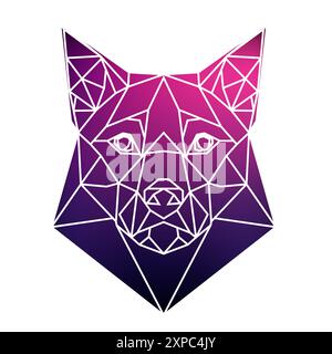 Geometric animal head with a white background, purple gradient. Vector art, sots art, low poly, cubo-futurism, sticker, cartoon avatar, animal logo Stock Vector