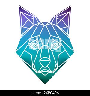 Geometric dog head with a white background, geometric gradient animal head. Vector art, sots art, low poly, cubo-futurism, sticker, cartoon avatar Stock Vector