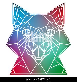 Colorful geometric animal head on a white background, geometric gradient animal head. Vector art, sots art, low poly, cubo-futurism, sticker, cartoon Stock Vector