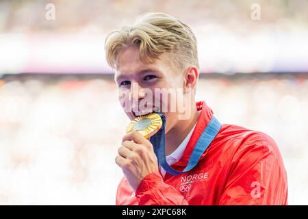 Markus Rooth Body Paris, France 20240804. Markus Rooth is awarded the gold medal in ...