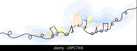 Musical notes. Horizontal web banner of music sound for music school Stock Vector