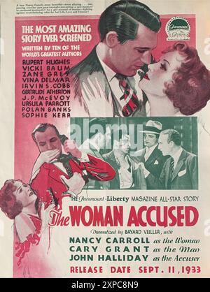 NANCY CARROLL CARY GRANT LOUIS CALHERN IRVING PICHEL JACK LA RUE and JOHN HALLIDAY in THE WOMAN ACCUSED 1933 director PAUL SLOANE story Polan Banks with chapters in Liberty Magazine by Rupert Hughes Vicki Baum Zane Grey Vina Delmar Irvin S. Cobb Gertrude Atherton J.P. McEvoy Ursula Parrott and Sophie Kerr screenplay Bayard Veiller Paramount Pictures Stock Photo