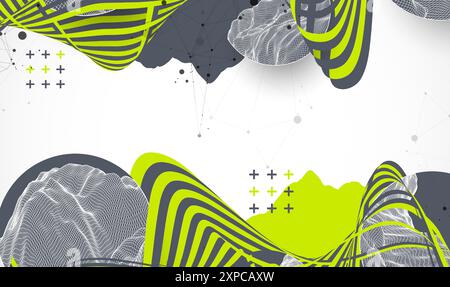 Modern science or technology elements. Trendy abstract background. Cyberspace surface illustration. Hand drawn vector. Stock Vector