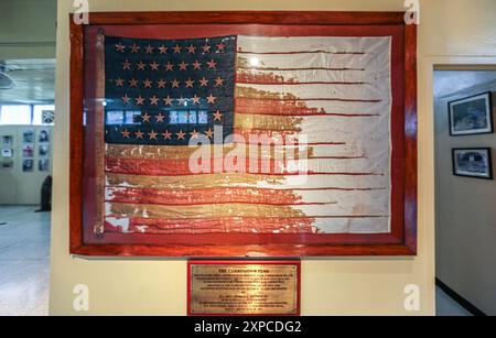 Manila Bay, Philippines. Aug 04,2024: The Corregidor Flag is a major symbol of Philippine-U.S. history as first American flag hoisted over the PH island in 1898-1899, starting the colonial era until independence in 1946. The US Secretaries of State & Defense visited the archipelago to announce $500 million in military aid aimed at boosting PH external defense capacity, modernize the Philippine armed forces & coast guard, at a time of growing friction in South China Sea. They underscored their Mutual Defense Treaty based on historical alliance & friendship. Credit: Kevin Izorce/Alamy Live News Stock Photo