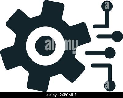 Gear connecting to circuit board symbolizing artificial intelligence Stock Vector