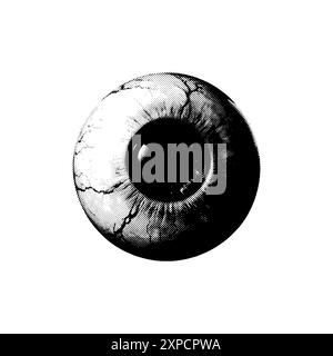 Halftone eye, Halloween collage element. Isolated on white background. vector Stock Vector