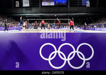 Paris, France. 05th Aug, 2024. Olympia, Paris 2024, Volleyball, Men, Quarterfinals, France - Germany, View into the hall during the match. Credit: Marcus Brandt/dpa/Alamy Live News Stock Photo