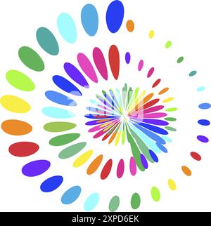 Colorful dotted circle, circular element. Circular, concentric and radial element Stock Vector