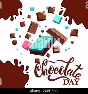 chocolate background design template for world chocolate day Stock Vector
