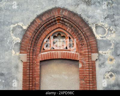 Red brick window frame Stock Photo