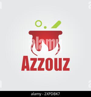 azzouz cooking logo template design red and green color Stock Vector