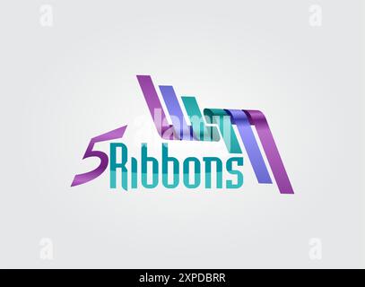 logo template for company five ribbons gift Stock Vector