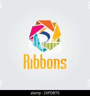 logo template for company five ribbons Stock Vector